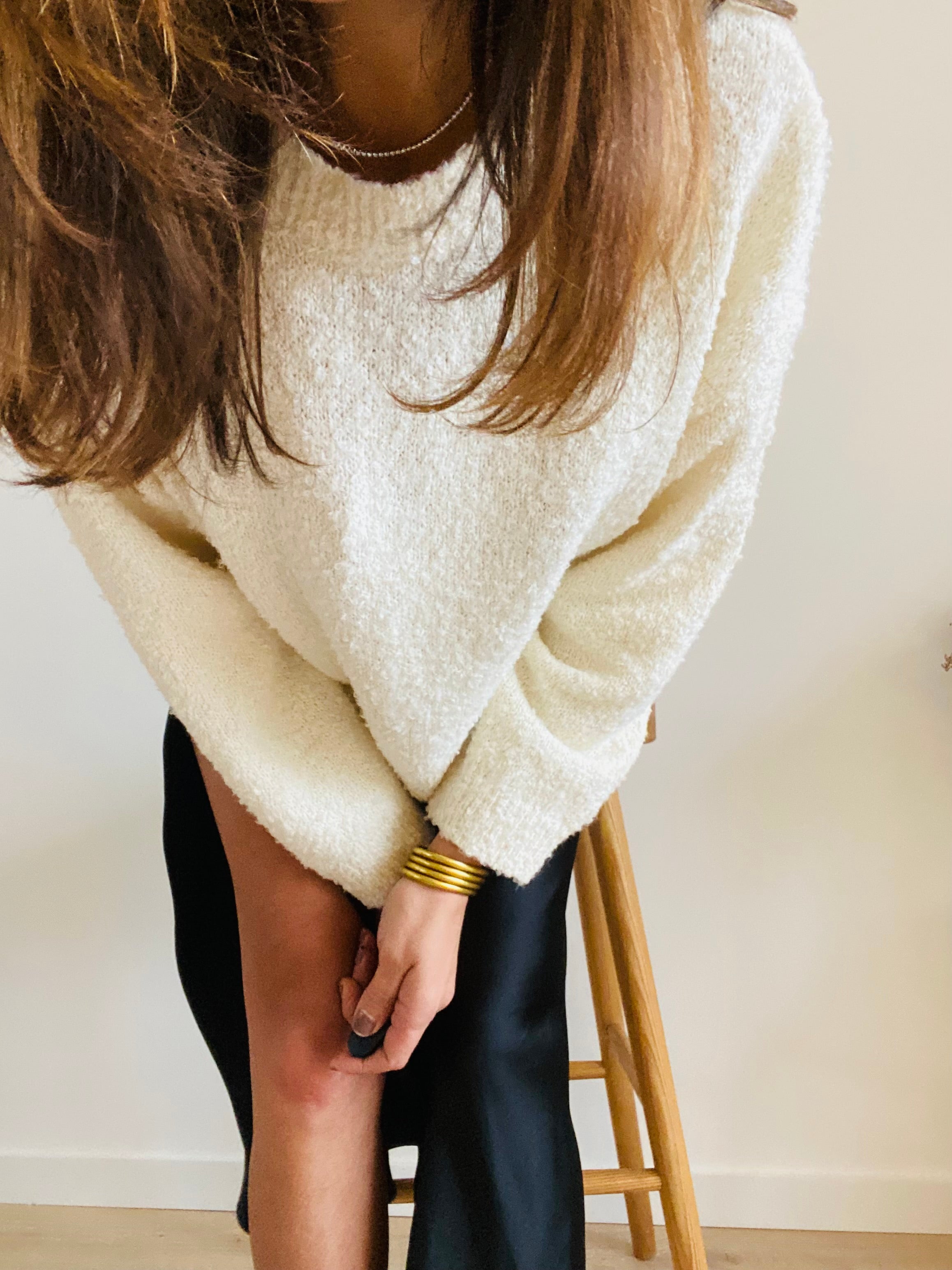 Pull large bouclette col rond