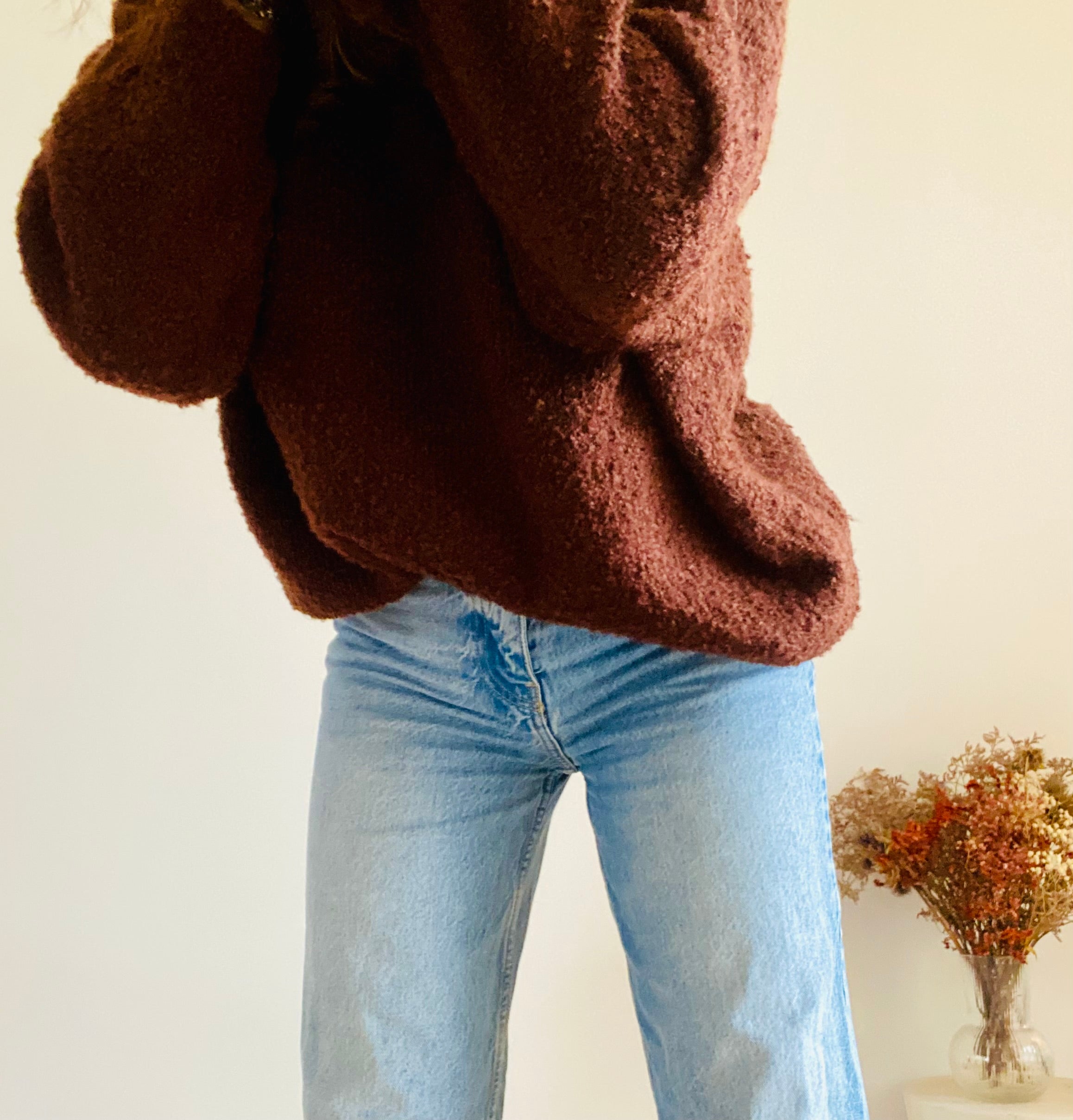 Pull large bouclette col rond