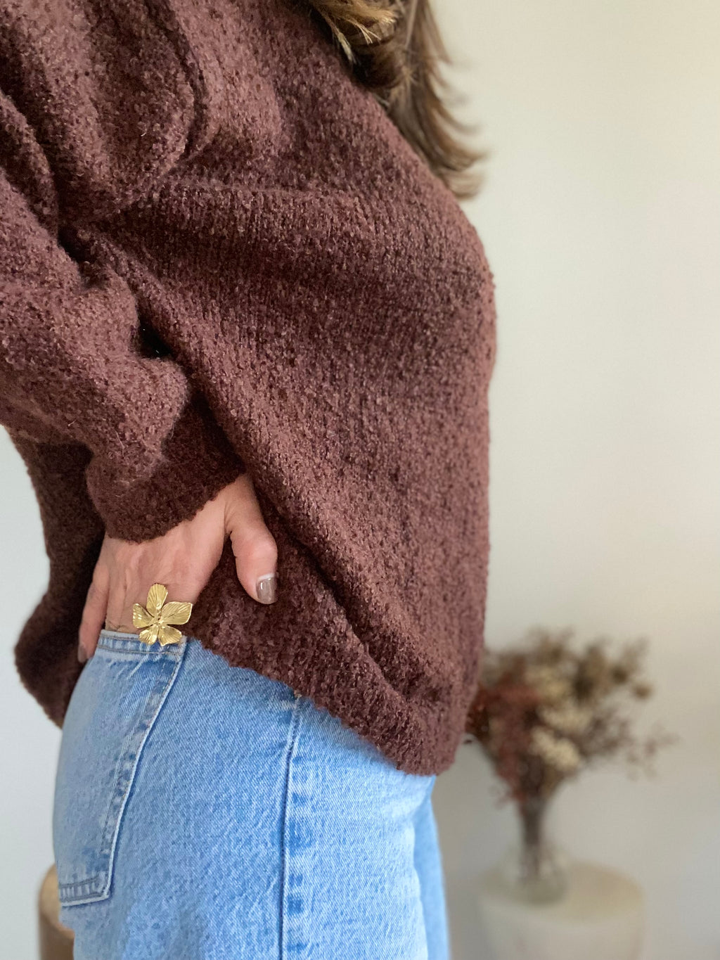 Pull large bouclette col rond