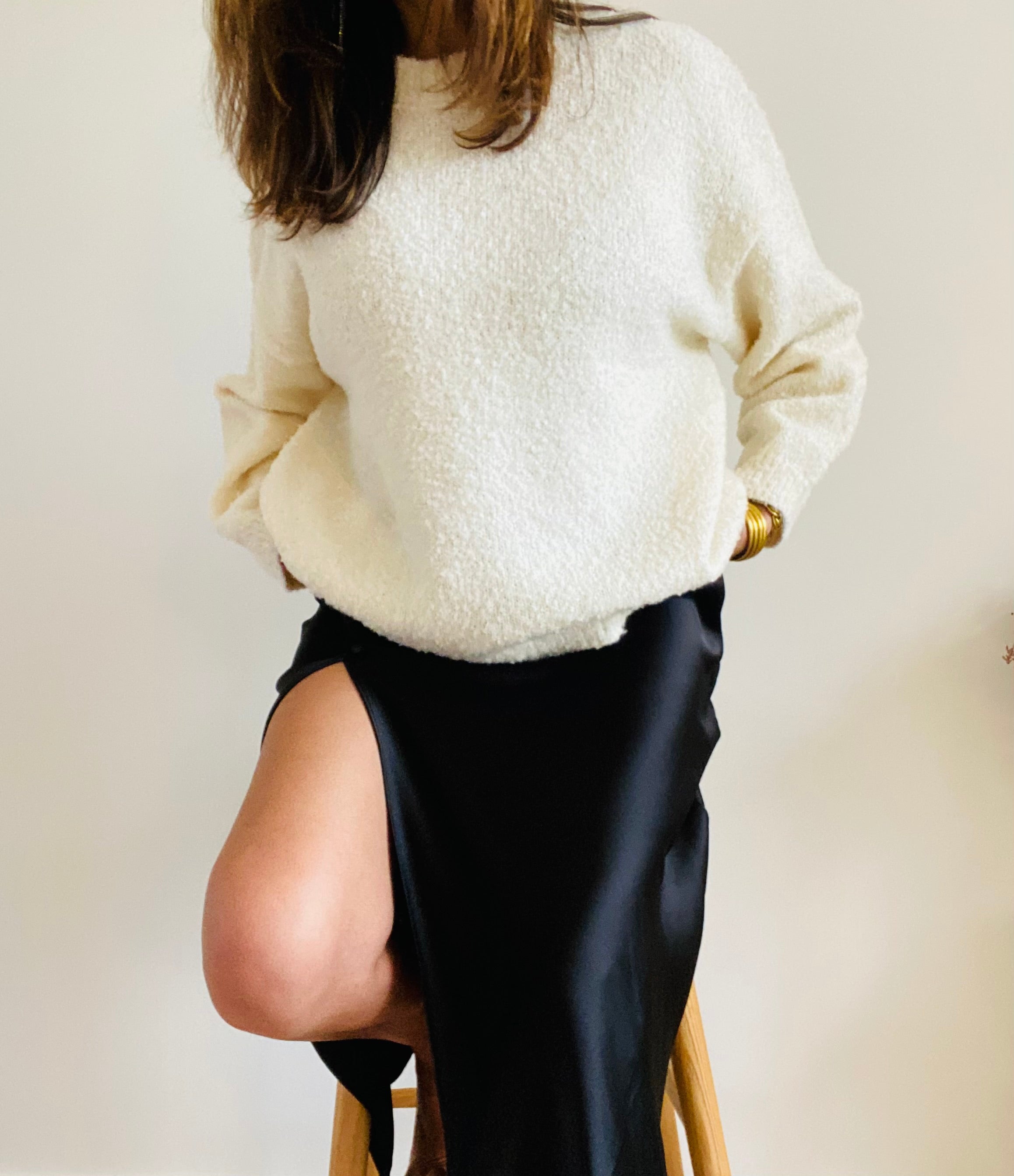 Pull large bouclette col rond