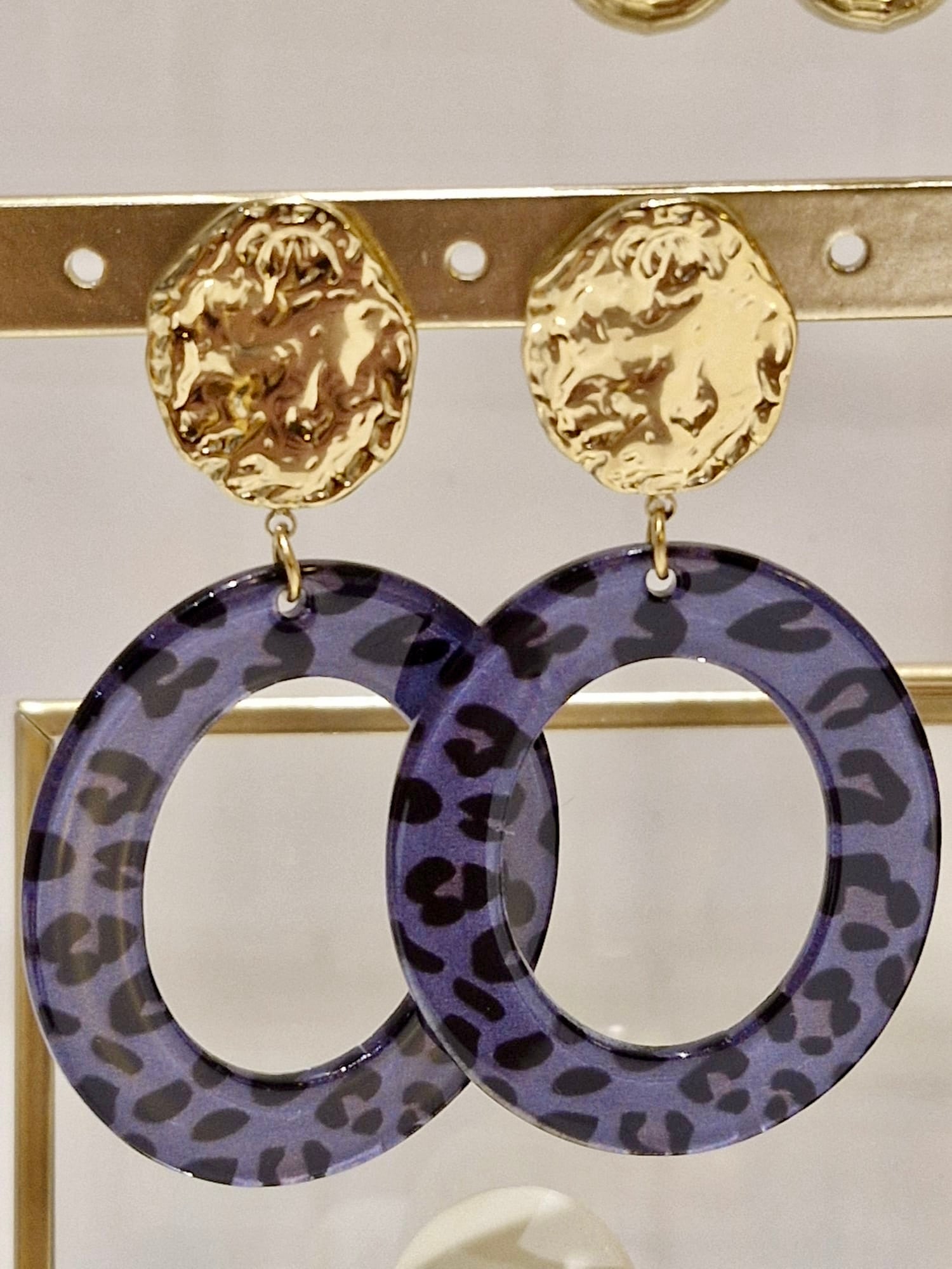 Boucles d’oreilles léopard bleu