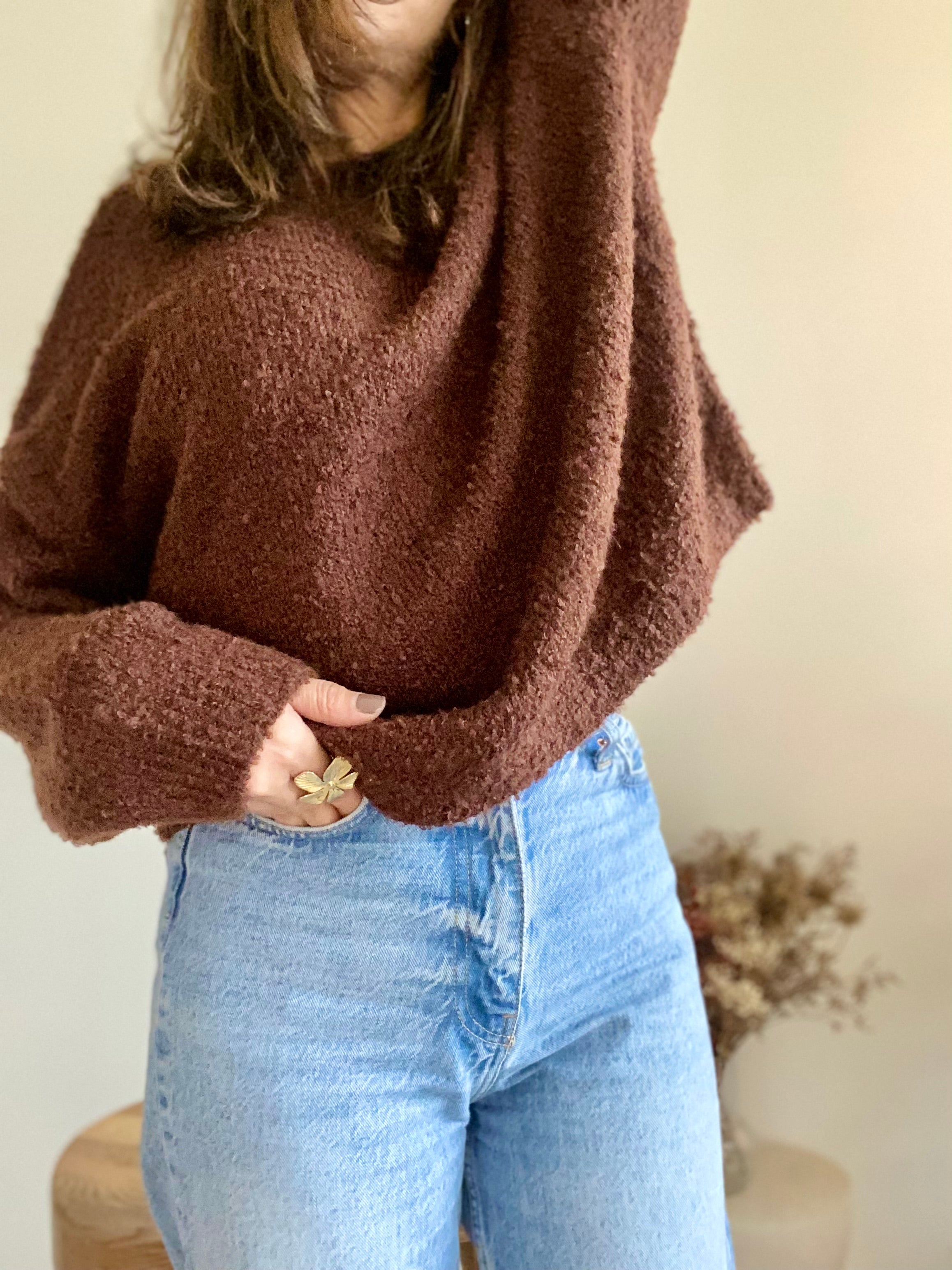 Pull large bouclette col rond