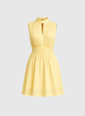 Robe courte sans manches en viscose col montant