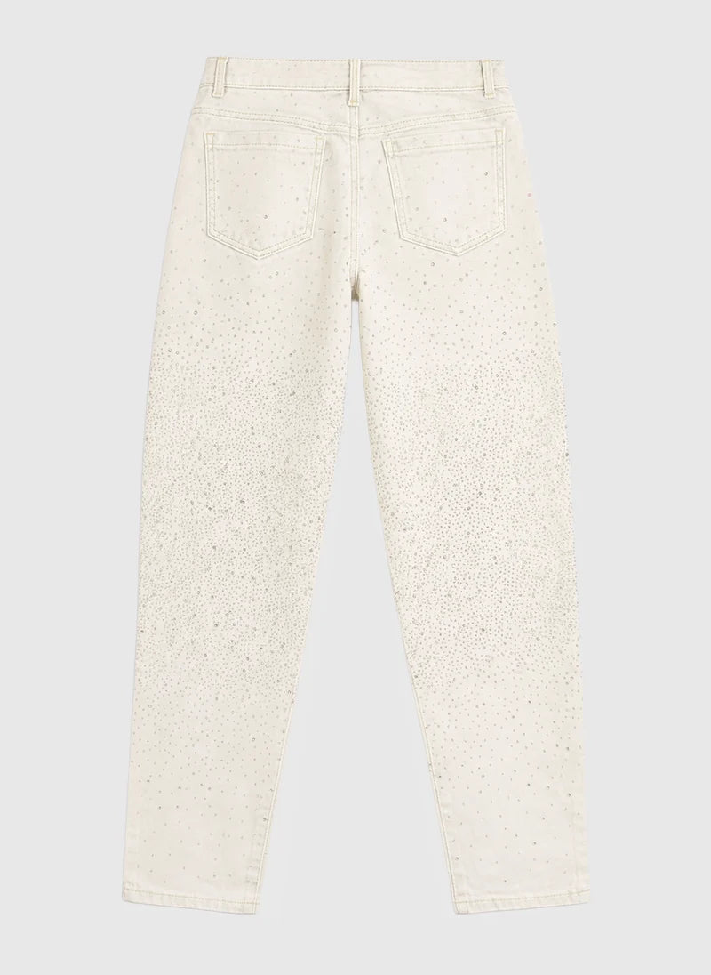 Pantalon denim à strass