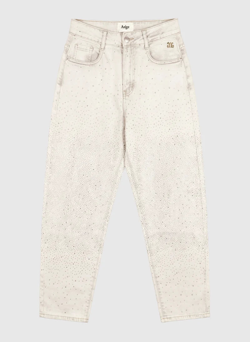 Pantalon denim à strass