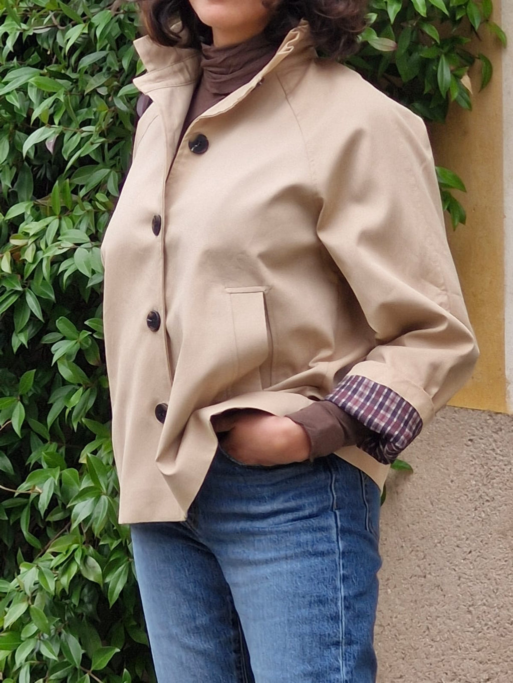 Trench court beige col Victorien