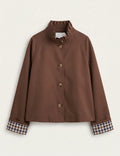 Veste courte col montant volanté & revers vichy