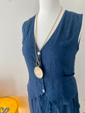 Gilet lin sans manches bleu marine