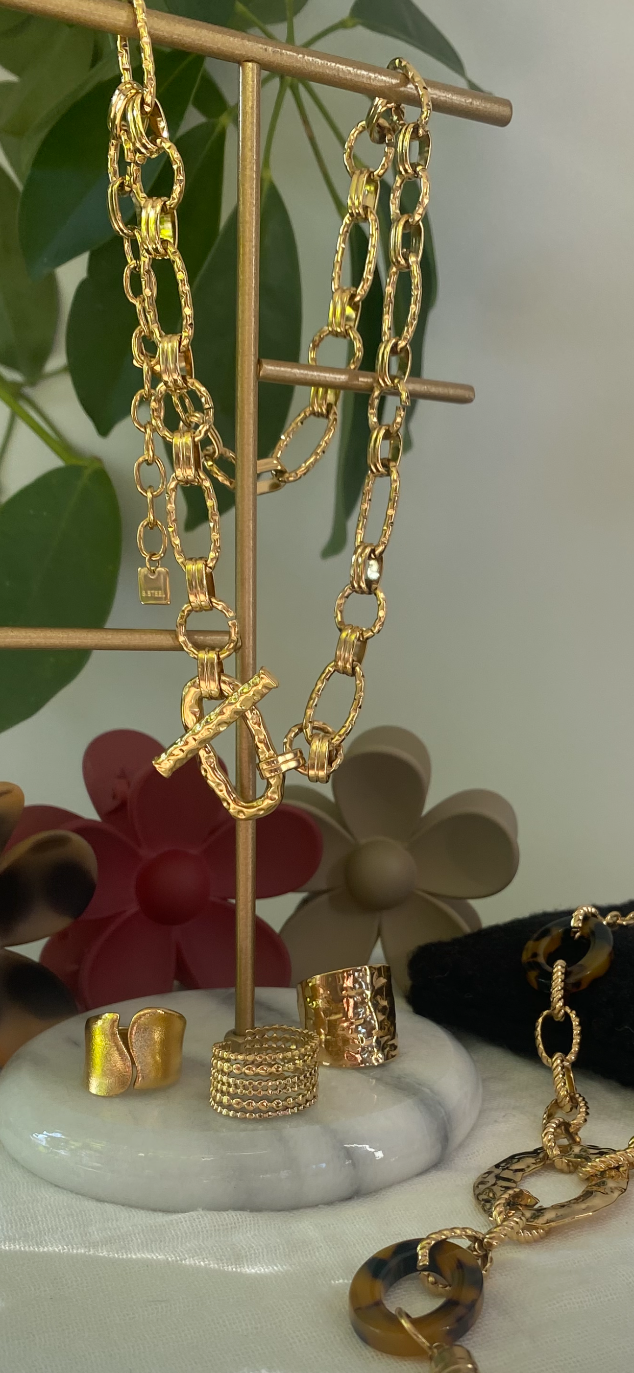 Collier grosses mailles dorées