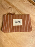 Pochette POULETTE couleur café latte rayures beige