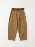 Pantalon barrel ceinturé en coton camel