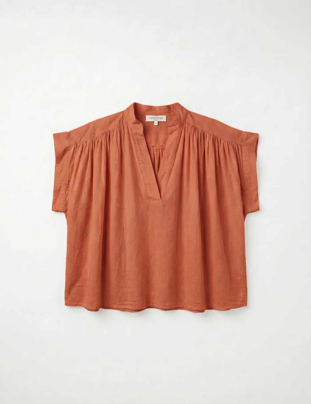 Blouse ample en voile de coton à col tunisien