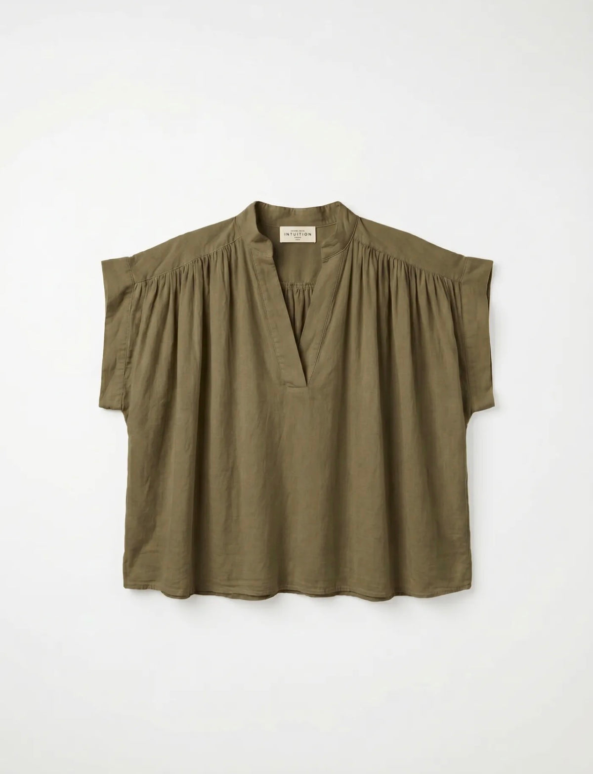 Blouse ample en voile de coton à col tunisien