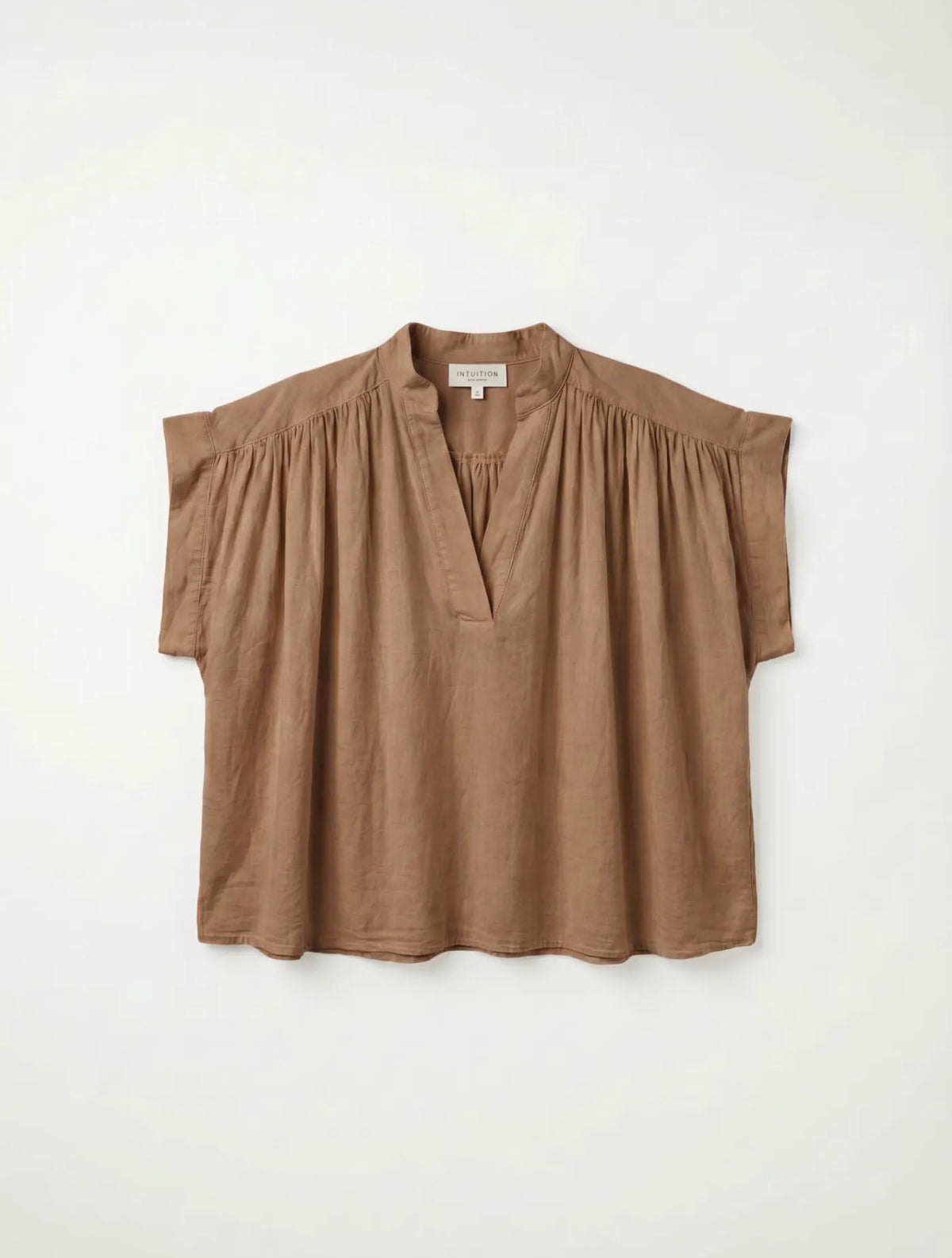 Blouse ample en voile de coton à col tunisien