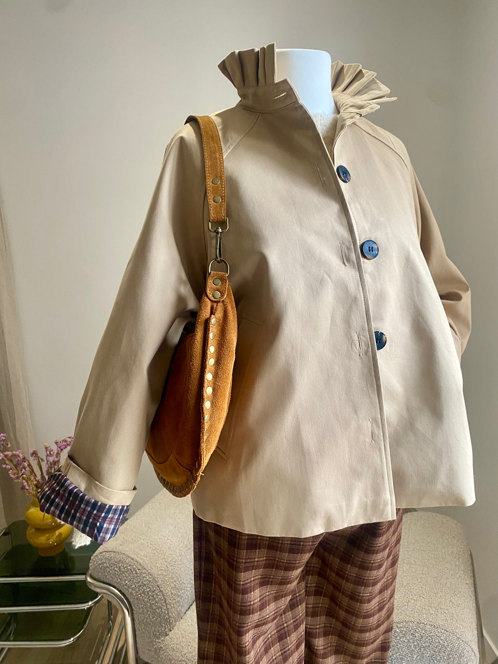 Trench court beige col Victorien