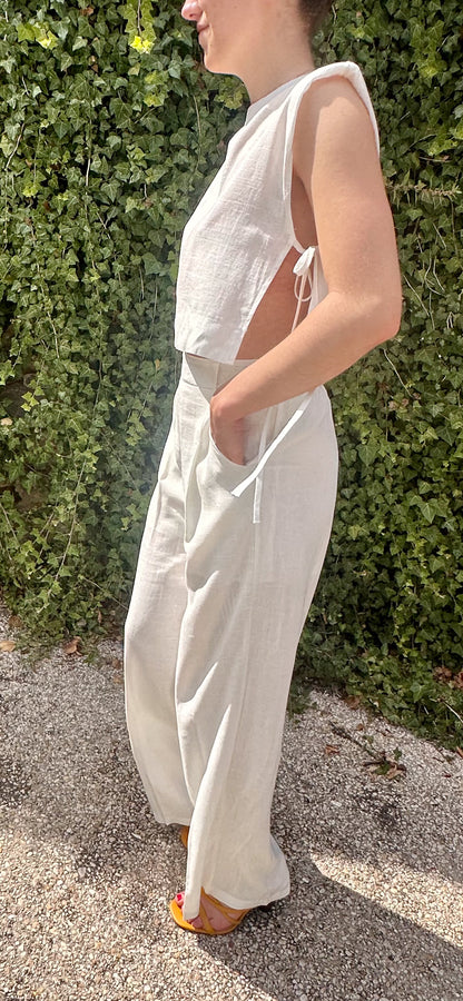 Pantalon JOHN lin blanc