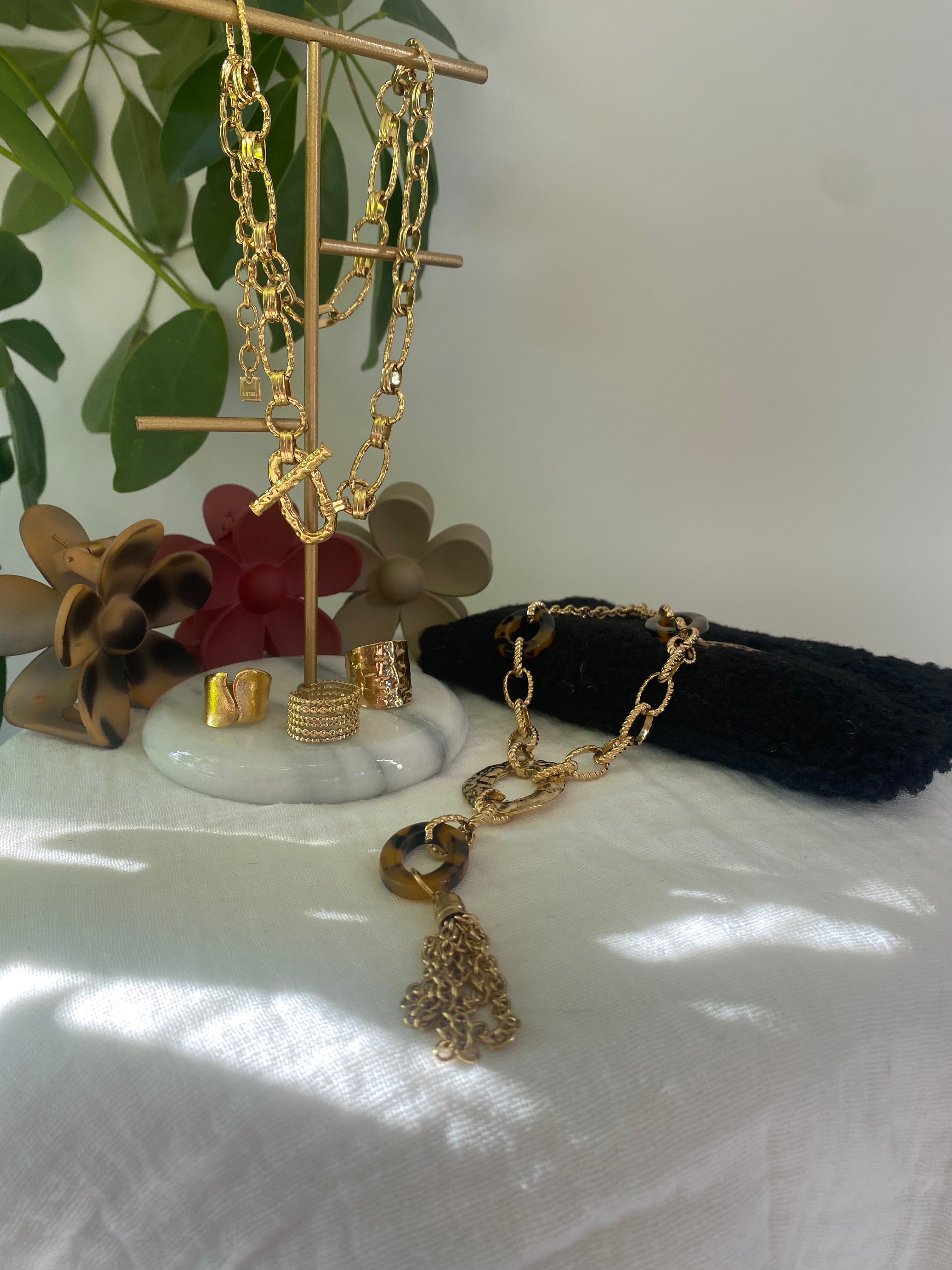 Collier grosses mailles dorées
