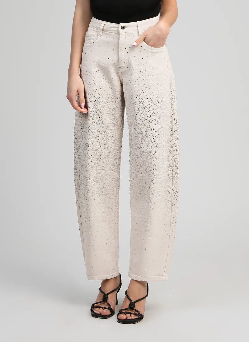 Pantalon denim à strass