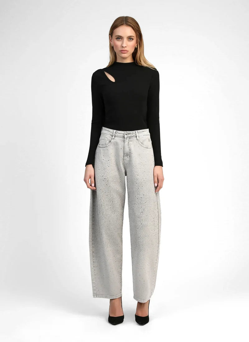 Pantalon denim à strass