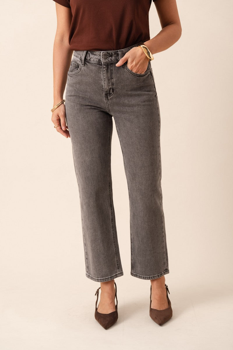 Jean droit gris
